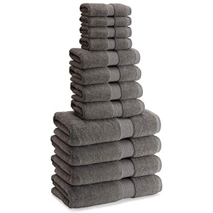 Kassatex Atelier 12-Teiliges Handtuch Set, Made in der Türkei, 800 g/m² aluminiumfarben