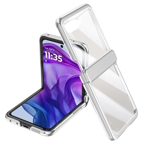 Moto Razr 50 Ultra�p�P�[�X�A�y�ʁA�����^�A�ϏՌ����P�[�X�A�����X�N���[���v���e�N�^�[�t���� �����P�[�X (Razr 50 Ultra�p,�V���o�[)