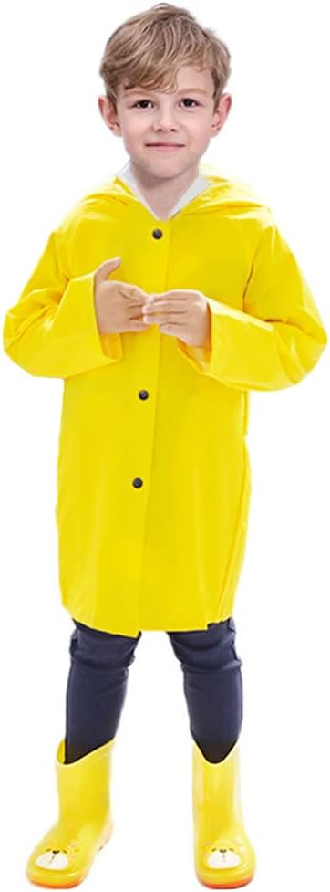 Children Rain Jacket Rain Coat - Lightweight Button Down Hoodie Raincoat for Toddlers Girls Boys, Easy to Fold