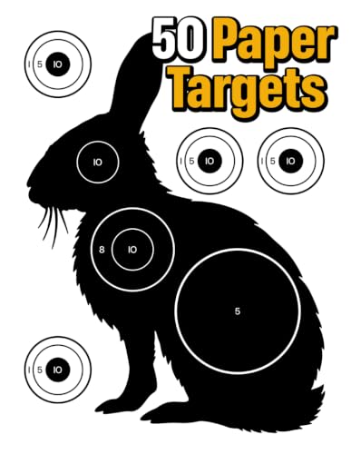50 Rabbit Paper Shooting Targets, 8.5 x 11 Inch Silhouette Book
