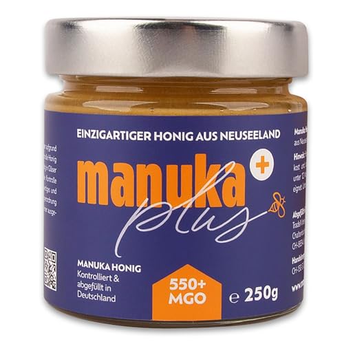 Manuka Honig 550 MGO + Roher Manuka Honig im Glas abgefüllt nach Deutscher Honigverordnung - manuka.plus Neuseeland Honig Manuka | 100% Reiner Manuka Honey | Manukahonig