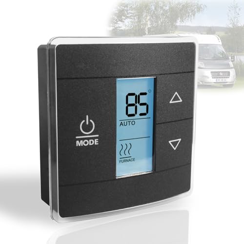 RV Single Zone Wall Thermostat for Dometic, Blue LCD, Black