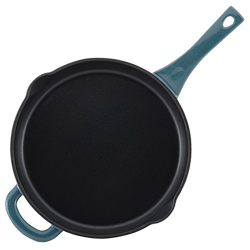 Ayesha Curry Enameled Cast Iron Skillet/Fry Pan With Pour Spouts, Skillet (10"), Twilight Teal #TOP7