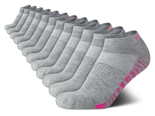 Image of Reebok Womens Low Cut Socks Moisture Wicking Cushion No Show Socks, 12 Pack | Stretch Performance Fabric, Cushioned Heel and Toe, Arch Support, Comfort Seam, Shoe Size 4-10