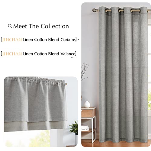 Jinchan JC009DMM-5018C01 Gray Valance Curtain Blackout Kitchen Valance For Windows Cotton Blend Valance thumb #6