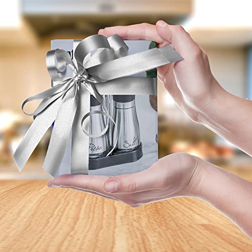 image for Lonffery Salt and Pepper Shakers Set, Stainless Steel with Glass Bottl
