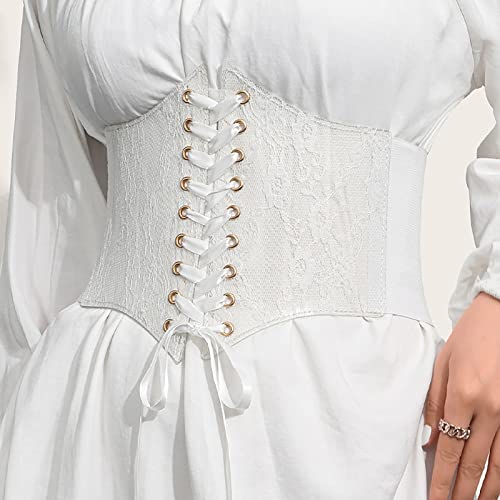 Kids Belts For Boys Women 'S Corset Belt Tops Lace Up Waist Belt Strapless Underbust Corset Bustier (White, One Size) #TOP5
