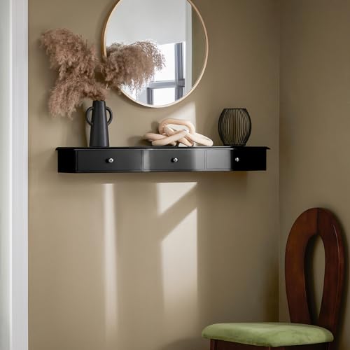 Miniatura 2 de Sobuy Estante Flotante Con 3 Cajones - Baldas Pared, Estantería Moderna Para Entrada, Sala Y Dormitorio - Negro 94x15x10cm Frg43-L-Sch