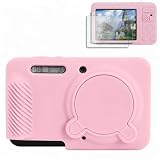 Rieibi Custodia in silicone per Kodak PIXPRO FZ55 fotocamera, accessori per Kodak PIXPRO FZ55 Custodia Protettiva include 2 pellicole protettive, copriobiettivo rimovibile, design antiscivolo, rosa