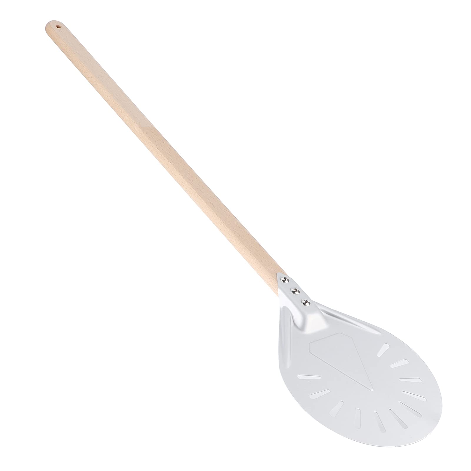 Pelle à Pizza en Aluminium Rond 8 Pouces, Manche en Bois 60cm,