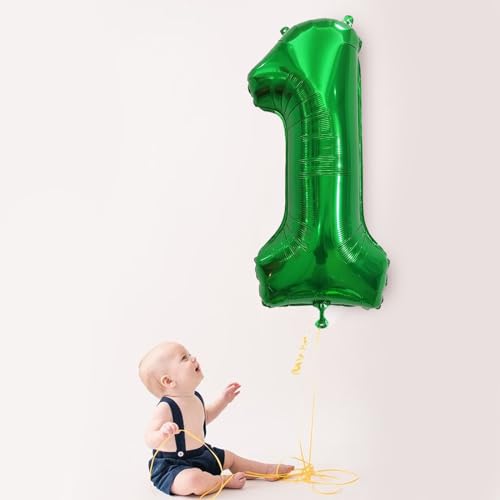Image of Number Balloons Green Party Balloon - Giant Number 1 Balloon, 40 Inch Large Balloon for St. Patrick's Day Games Theme Birthday Decoration, Girls Boys Party Supplies