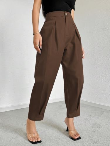 Image of GRECIILOOKS Balloon Fit Ankle Length Women Casual Trousers | Ankle Length Pants for Women Zip & Button | Woman Trousers Balloon Pants