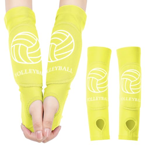 Shappy 2 Pcs 2 Pcs Volleyball Arm Sleeves Forearm Sleeves Volleyball Arm Pads for Boys Girls Teen Youth Wrist Guard (Yellow,Small)