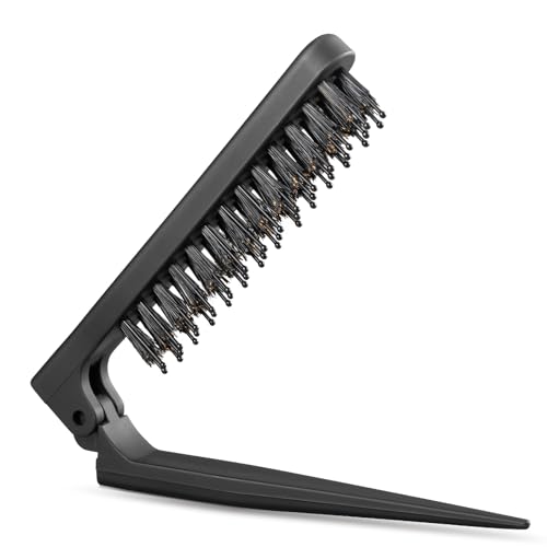 Teasing Brush for Fine Hair, Boar Bristle Styling Brush with Rat Tail Pick | Slick Back Brushes for Volume, Edge Control, and Smoothing – Backcombing Comb for Women, Black
