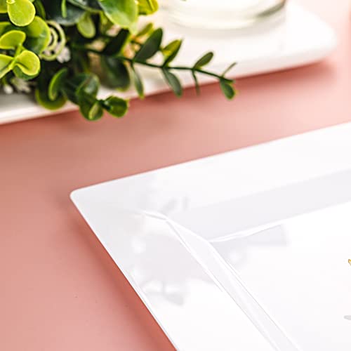 Nzvcn 100 Pack White Plastic Square Plates, 6.5" Disposable Dessert/Salad Plates Heavy Duty Plates For Party, Wedding, Christmas, Easter #TOP4