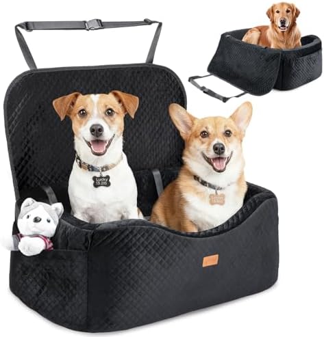 Dog Car Seat for Large Dogs up to 60 lbs or 2 Small Dogs with 4" ...