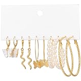 LIFKOME 5pares Pendientes De Perlas Diseño De Mariposas y Serpiente Juego De Elegante Para Mujer