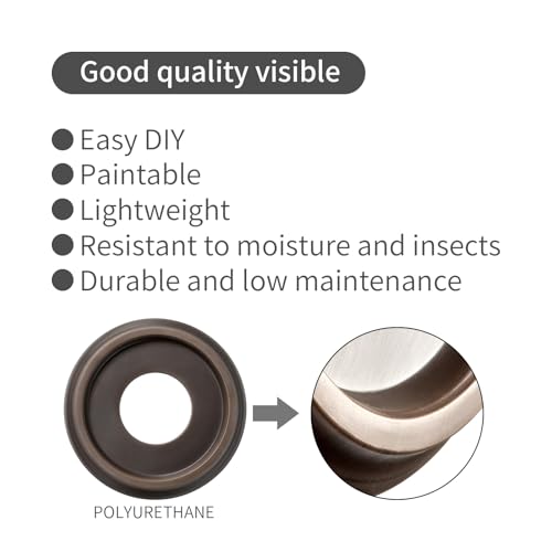 Image of EIFHYT 2 Pack Molded PU Ceiling Medallion for Light Fixtures and Ceiling Fans 10 inchOD x 4 inchID x 1 inchP （Wood Grain Oil Rubbed Bronze）