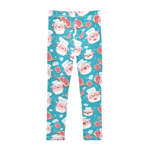 Chef Bacon Kids Girl's Athletic Leggings Soft High Waisted Lounge Pants Running2