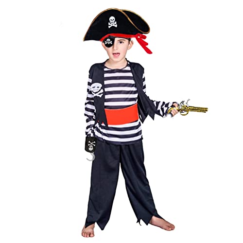 Kids Pirate Hats Set With Eye Hook Patch Toy Gun Halloween Hat Parties Costume (Set 1) #TOP2