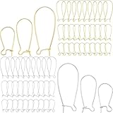 Ear Wire Hooks,300PCS Earring Hooks Dangle Earring Kidney Ear Wires Earring Teardrop Ear Wire for DIY Jewelry Making (300PCS White K/Kc Gold)