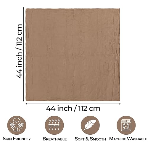 Image of Dreamology Brown Swaddle Blanket,100% Cotton Muslin Swaddle Blankets,2 Pack,Receiving Blanket for Baby Boy & Girl,Soft,Breathable Swaddle Blanket,Large 44 x 44 inch Cotton Blanket | Brown,Acru