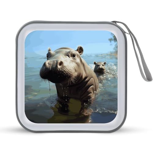 Étui de rangement CD/DVD bébé hippopotame, parfait pour organiser vos voyages en voiture