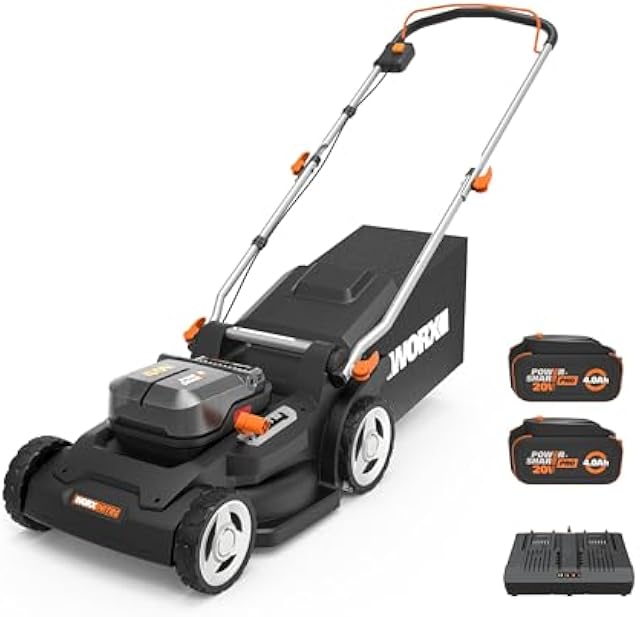Worx Cordless Lawn Mower, 40V 17" 2-in-1 Grass Mower for 1/4 Acre, WG745
