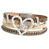 Fxzqgnh Pulsera de con Cierre, Pulsera Envolvente de Cuero Sintético para Regalo de Cumpleaños de, Caqui, universal