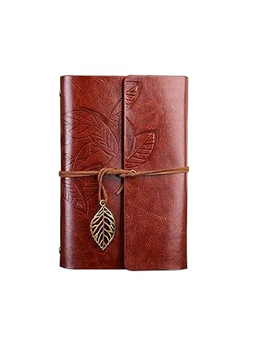 ming- Pu leather cover notebook to write diary spiral blank string daily notepad linerless paper vintage pendant classic relief loose leaf