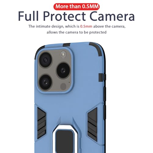 Image of Pikkme Back Cover for iPhone 16 Pro | 360 Protection | Ring Holder | Kickstand | Tough Armor Case (Blue)