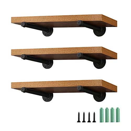 Pipe Shelf Brackets 9 Inch, Industrial Floating Shelving Bracket 6 Pack, Wall Mounted Diy Hanging Rustic Pipe Brackets For Floating Shelves, Black, Home Master Hardware #TOP19