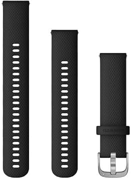 Garmin 010-12932-18 Band, Quick Release 20mm, Black Silicone w/Silver Hardware