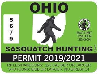 MAGNET Ohio Sasquatch Hunting Permit Bigfoot 13Igfo0T Oh Magnetic Vinyl Car Fridge Sticks to any Metal Surface 5"