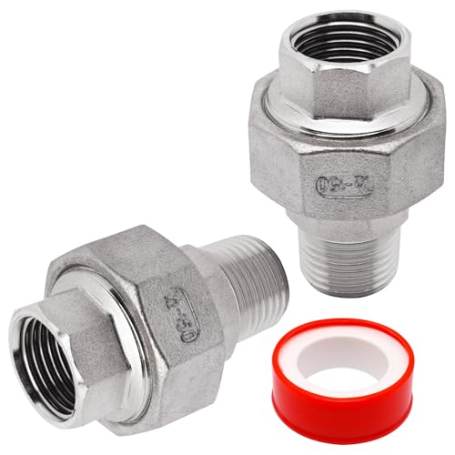 S SYDIEN 2PCS Cast Pipe Fittings Union, 1/2" NPT Male x 1/2" NPT Female 304 Stainless Steel Cast Pipe Fitting