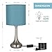 HAITRAL Modern Table Lamps - Bedside Desk Lamps, Unique Nightstand Lamps with Fabric Lamp Shade and Metal Base for Bedroom, Living Room, Office, College Dorm, Den - Light Blue (HT-BTL07-2BU)