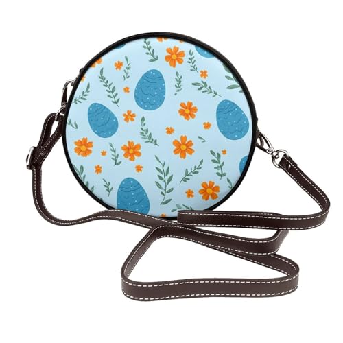 Sac à bandoulière rond d'exception Eggs Daisy en cuir végétalien texturé haut de gamme