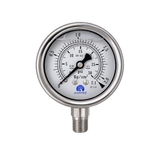 Image of Autoclave Pressure Gauge, 63mm (2.5inch), 0-30 PSI (0-2.1 Kg /cm), SS304 Casing, + /-2% (1 /4 inch BSP)