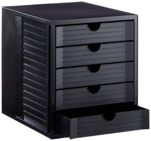 HAN Schubladenbox SYSTEMBOX, DIN A4/C4, 5 geschlossene Schubladen, schwarz