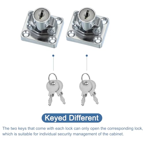 Image of MECCANIXITY Twist Knob Keyed Hasp Locks Safety Packlock Clasp Hasp Latches with Keys & Screws 3 Inch 90Right Angle for Window Barn Drawer Cabinet Garage Closets Doors (Silver)