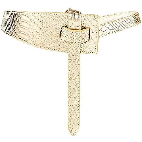 Glamorstar Women Leather Belts Vintage Irregular Waist Belt For Dresses Tie Knot Waistband Belt Snake Print 105Cm/41.3In #TOP15