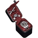 ROTHWELL Custodia da viaggio per orologio singolo con coperchio per accessori (nero/rosso)