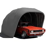 Allwetterfester Carport, Mobile Faltgarage, Auto-Markise, halbautomatischer Anti-Exposition-Carport, abschließbarer, langlebiger Unterstand, 18 Fuß (Silver)