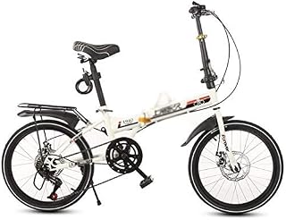 MU Bicycles Adult Folding Bicycle Urban Leisure Bicycle Carbon Steel 20 inch Boy Girl Ultra Light Speed Bicycle (Color : Black, Size : 20Inch),Wei?,20Inch
