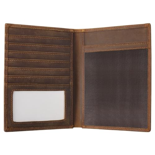 Jack&Chris Leather Passport Holder RFID Blocking Passport Travel Wallet Cover Case for Men Women Brown JC17