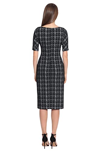 Maggy London Women's Sophisticated Arch Shoulder Sheath Career Workwear Office, Plaid-Black/White #TOP30