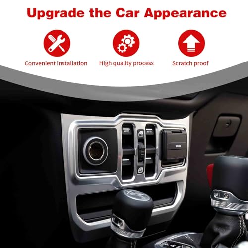PDKLIN for Wrangler JL Power Window Switch Panel Trim Cover Interior Decoration Accessories Compatible with Jeep Wrangler 2018-2023 JL JLU & 2020-2023 Gladiator JT (Silver) by PDKLIN - Image 4