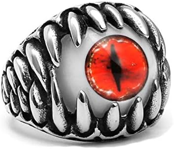 Ginger Lyne CollectionBlue Evil Eye Ring for Women by Ginge Lyne, Eyeball Biker Ring for Men Stainless Steel Gothic Punk Design