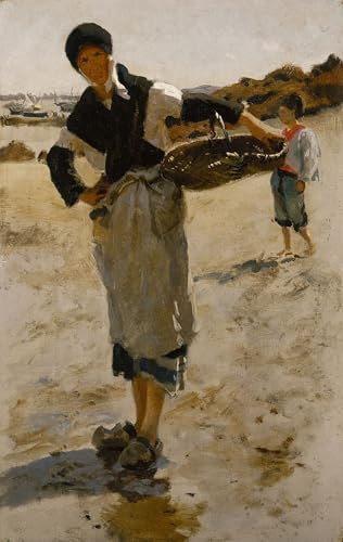 Femme Bretonne au Panier Toile 60x90cm pour Habiller un Mur Vide de Chambre