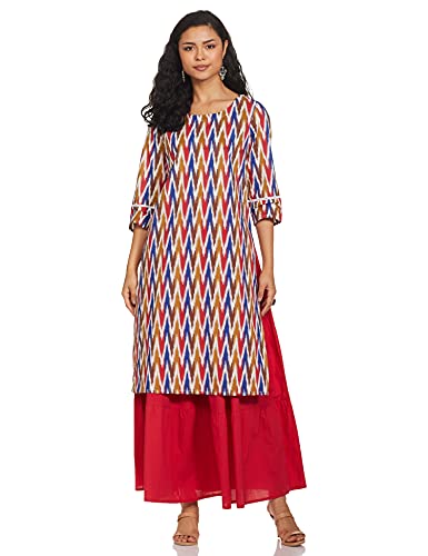 Image of Amazon Brand - Myx Women's Printed Kurta and Pant Set in Cotton (Available in Plus Sizes)